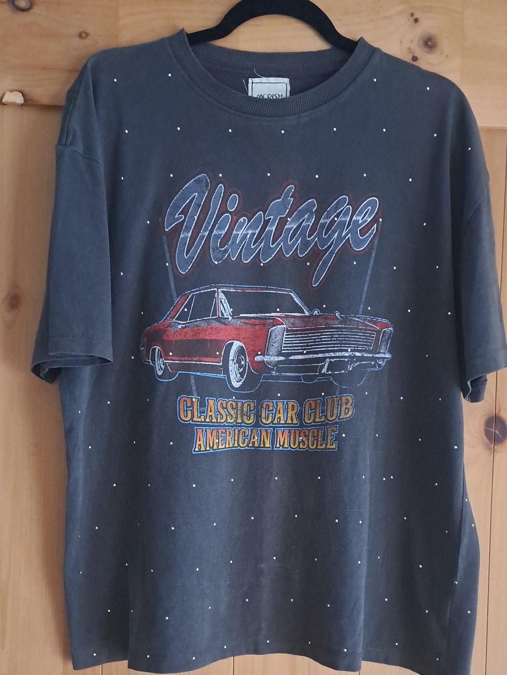 Modish Rebel Brand Vintage Classic Car Club Graphic Tee - Black with Red Car